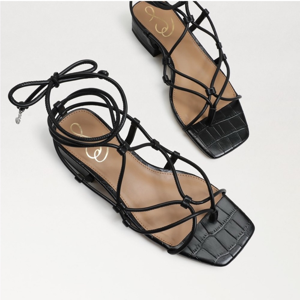 Sam Edelma Black DAFFY SANDAL Elegant Black Strappy Sandals Size 7.5 - Picture 2 of 12